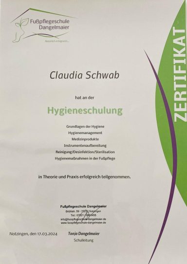 Hygieneschulung Zertifikat Hygieneschulung